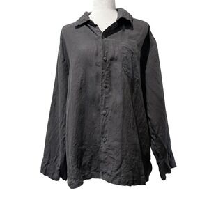 PARACHUTE Linen Button Down Shirt Gray Long Sleeve Relaxed Fit Mens Small Lounge